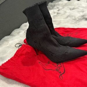 Christian Louboutin Black Heeled Sock Boots
